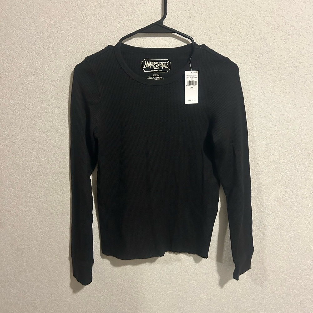 American Eagle Outfitters Charcoal Waffle Knit Shirt